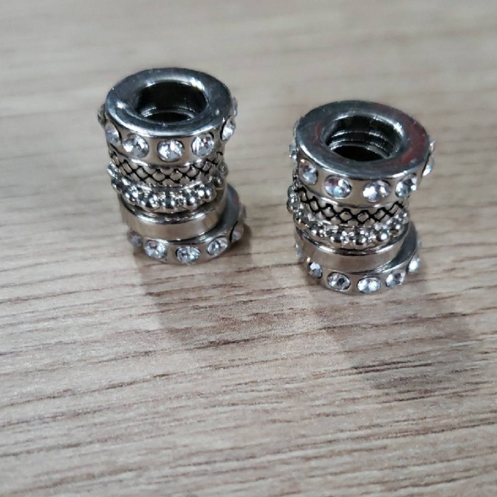 Elegant Silver Crystal, Studded, Smooth Charms